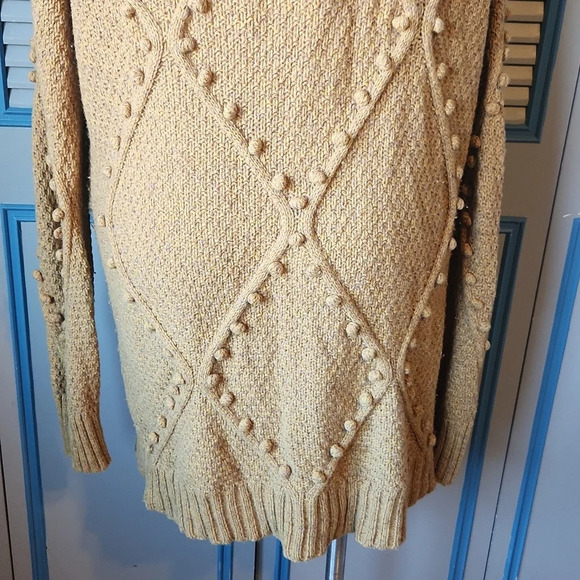 Anthropologie Moth Yellow Pom Pom Knit Sweater - Picture 12 of 15